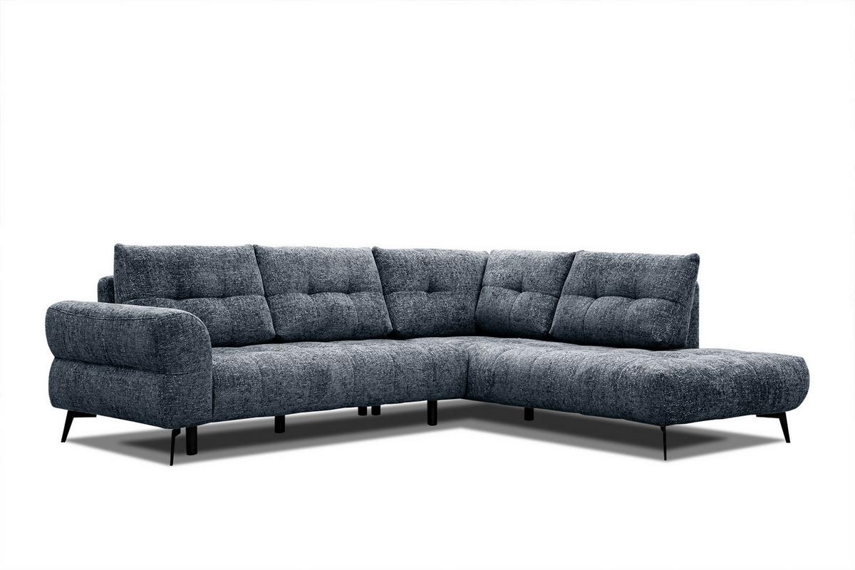ECKSOFA SALVINI 5-Sitzer, dunkelblau - Schwarz/Dunkelblau, Holzwerkstoff/Textil (292/158cm) - Wozimo