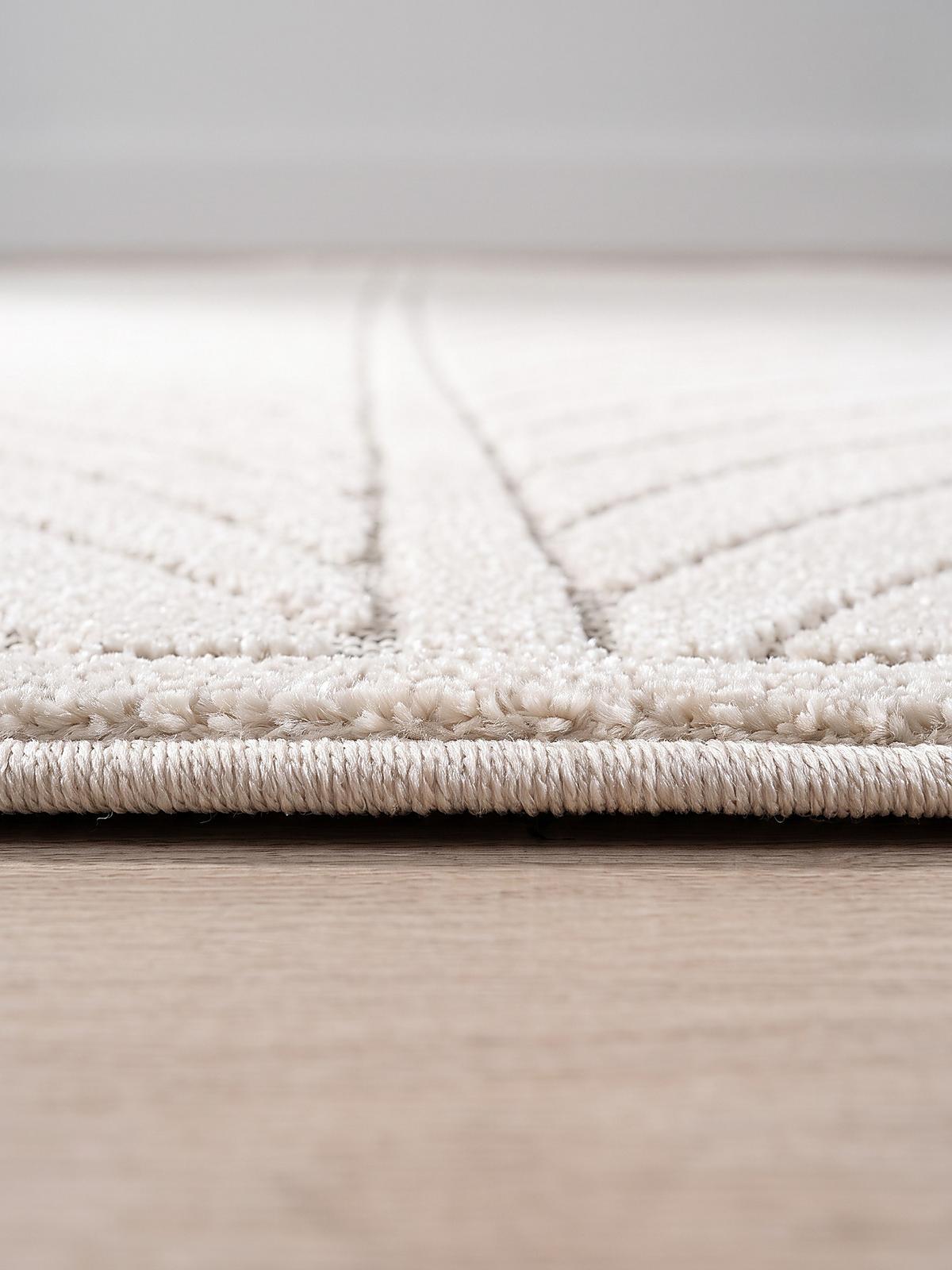 TEPPICH Outdoor, Fußbodenheizung-geeignet, mit Blattmotiv, aus Polypropylen, ENGADIN in Creme, Ø 200 cm - Beige, Textil (200/200cm) - KADIMA DESIGN