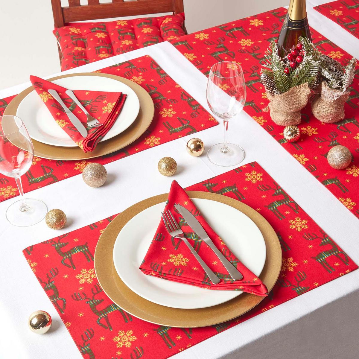 TISCHLÄUFER Weihnachten – Rentier rot, 35/250 cm, 100% Baumwolle - Rot, Textil (35/250cm) - Homescapes