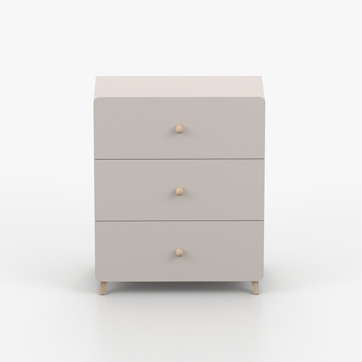 KOMMODE MARIO 3S 90 cm Kaschmir/Kaschmir, drei Schubladen, Holzgriffe - Kaschmir, Holzwerkstoff (80/99/40cm) - imoebel24