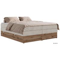 BOXSPRINGBETT WOOD ZERO KING 180/200 - Beige Cord - Topper T25 - H3 - Beige/Schwarz, Kunststoff/Textil (180/200cm) - MKS