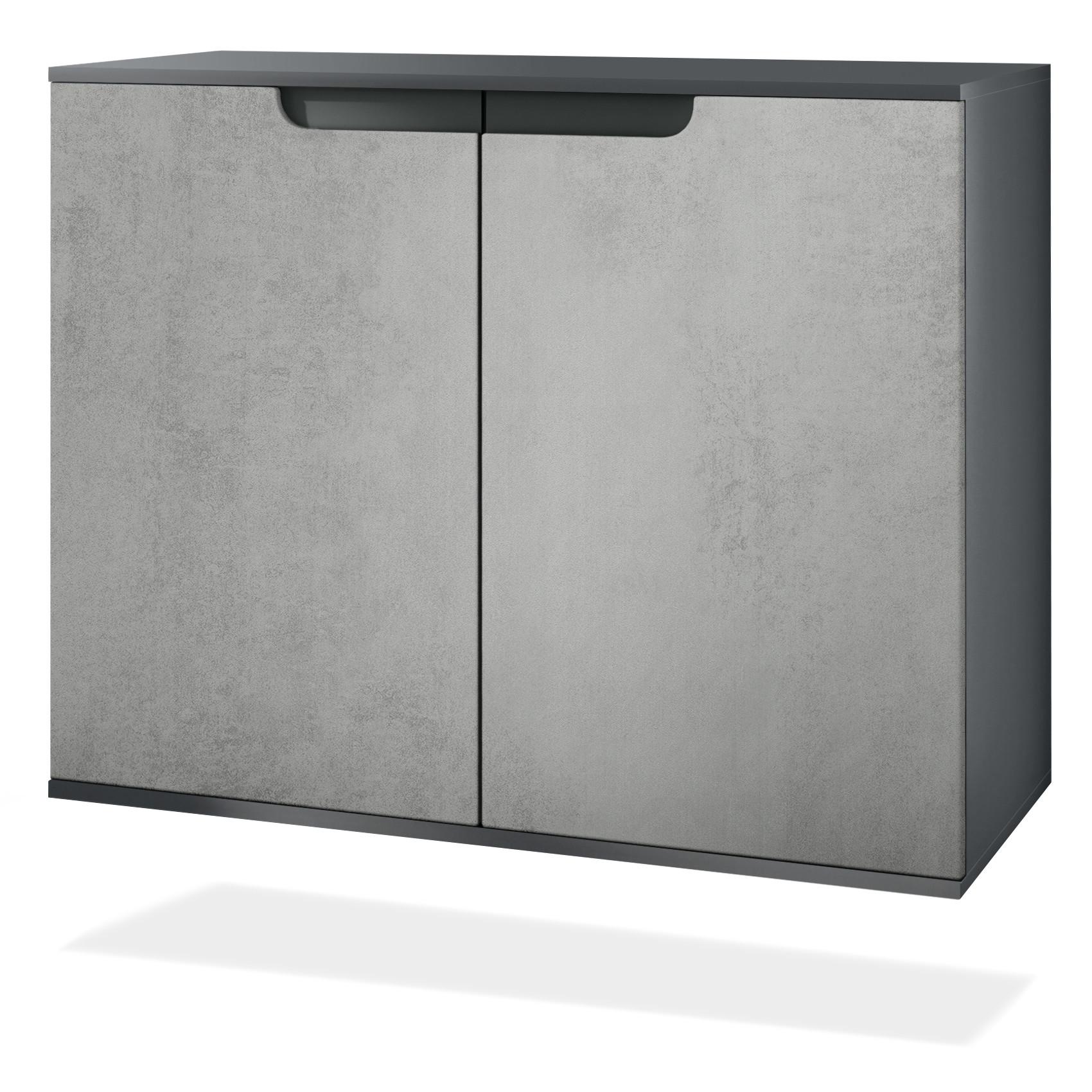 KOMMODE Sylt Beton Oxid Optik - Hellgrau, Holzwerkstoff (92.5/73.5/35cm) - Vladon