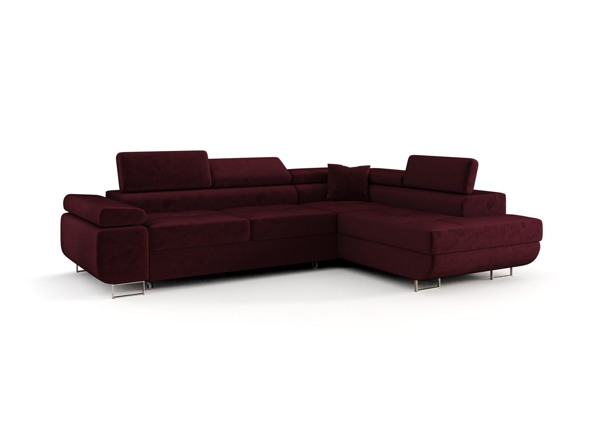 ECKSOFA Monaro Mit Schlaffunktion - Bordeaux, Holzwerkstoff/Textil (275/202cm) - Fun Möbel