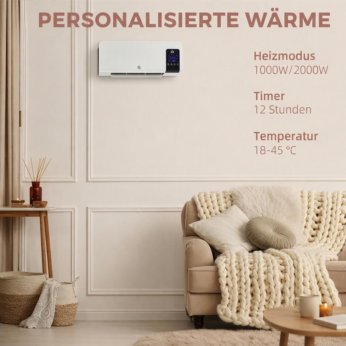 WANDHEIZGERÄT ABS Weiß - Weiß, Kunststoff (12/21.5/54.5cm) - HOMCOM
