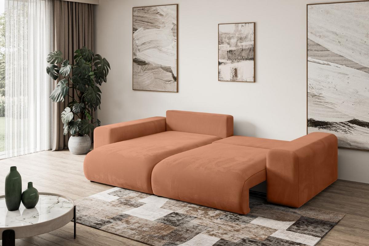 ECKSOFA Ottomane links ESKAR-L 266x176x72 Koralle Velours - Koralle/Schwarz, Holzwerkstoff/Kunststoff (266/176cm) - ALTDECOR