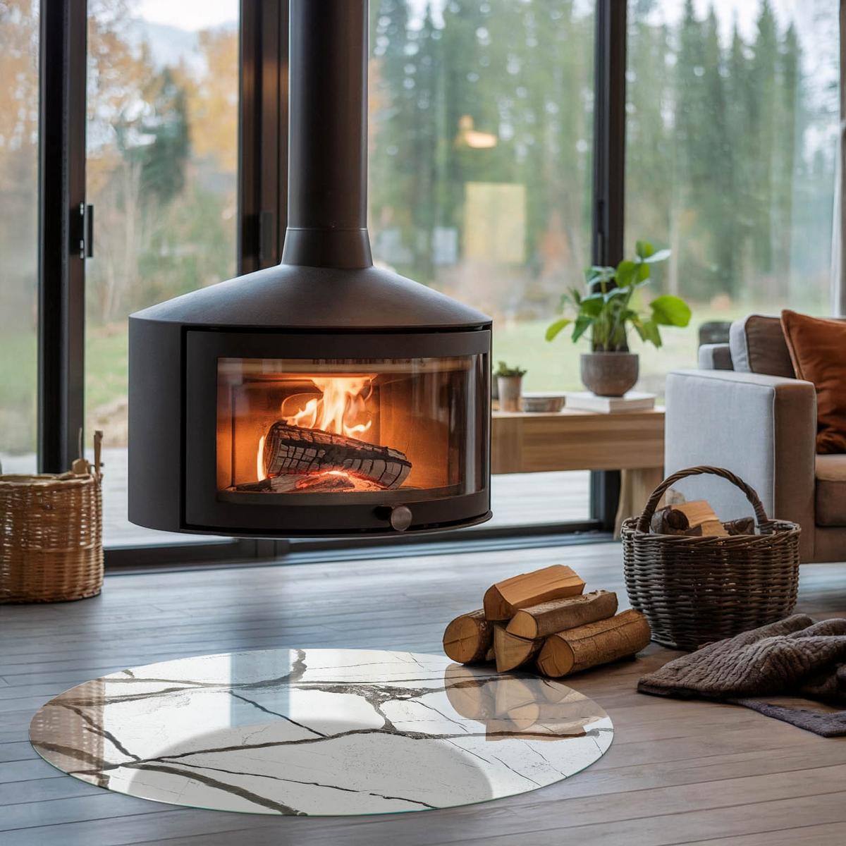 GLASPLATTE für Kamin Ø 100 cm - Weiß, Glas (100/100/0.4cm) - TULUP