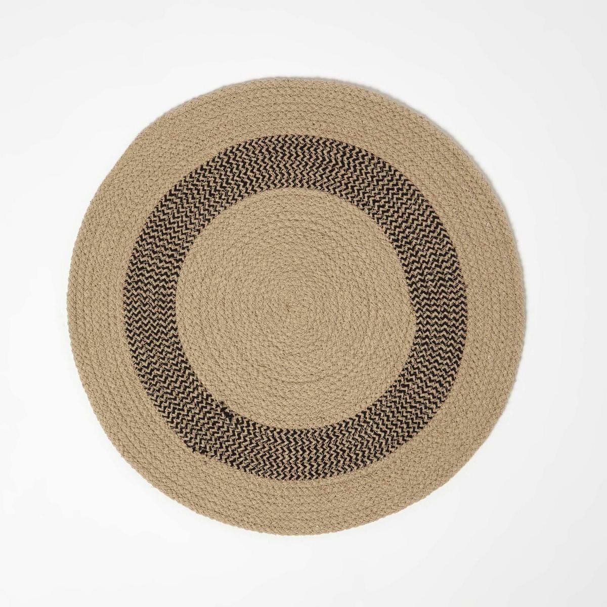 TISCHSET rund im 4er-Set 40 cm, schwarz-natur aus Baumwolle - Schwarz/Braun, Textil (40/40cm) - Homescapes