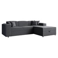 ECKSOFA Santos L, Seite: Rechts - Dunkelgrau/Schwarz, Holzwerkstoff/Kunststoff (253/166cm) - MIRJAN24
