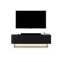 TV-LOWBOARD Aurora Schwarz matt 140 cm mit goldenem Metallrahmen - Schwarz, Holzwerkstoff/Metall (140/44/35cm) - Meble Lindner