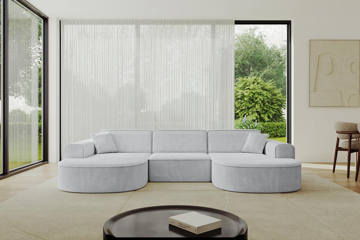 WOHNLANDSCHAFT MARI-U1 - 303x171x79 cm Grau Cord - Schwarz/Grau, Holzwerkstoff/Kunststoff (303/79/171cm) - ALTDECOR