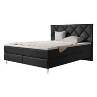 BOXBETT Letra - H3 - Chromfarben/Schwarz, Holz/Textil (140/200cm) - MIRJAN24