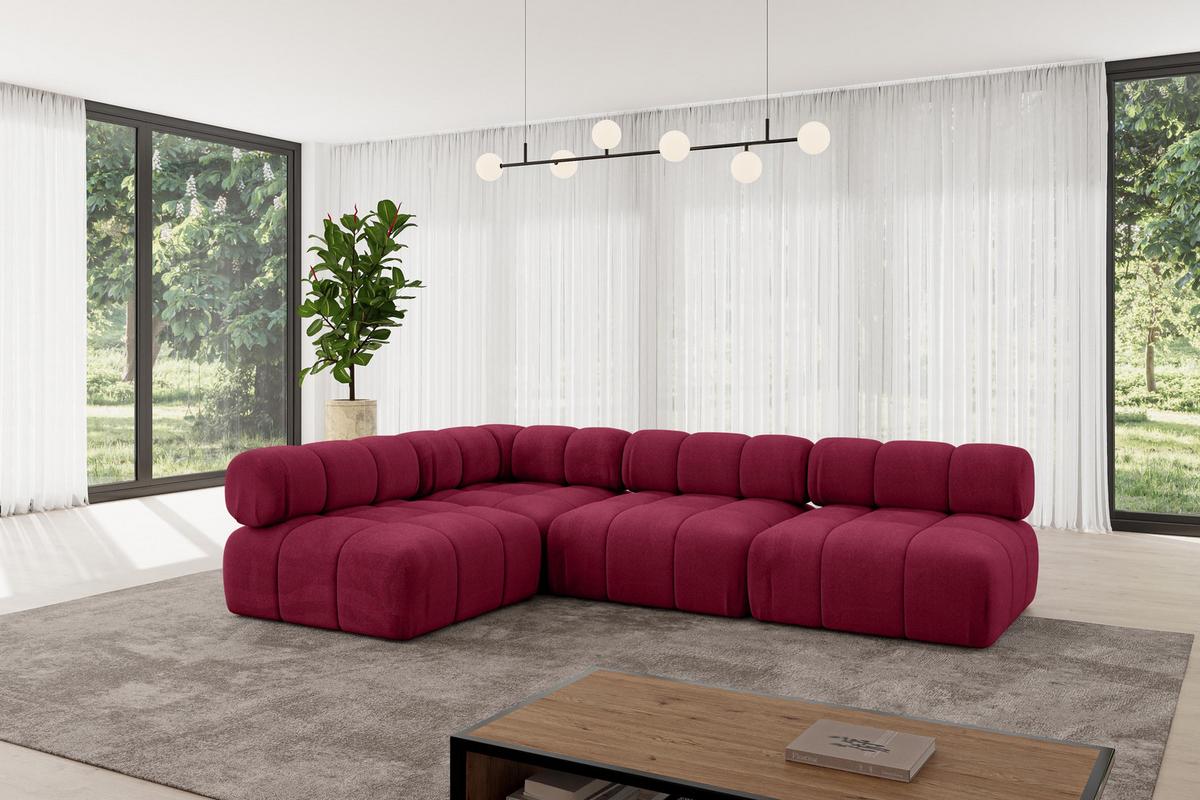 ECKSOFA modulares Sofa Samaro-L2 - 285x190x70 cm Bordeauxrot Velours - Bordeaux, Holzwerkstoff/Textil (285/190cm) - ALTDECOR