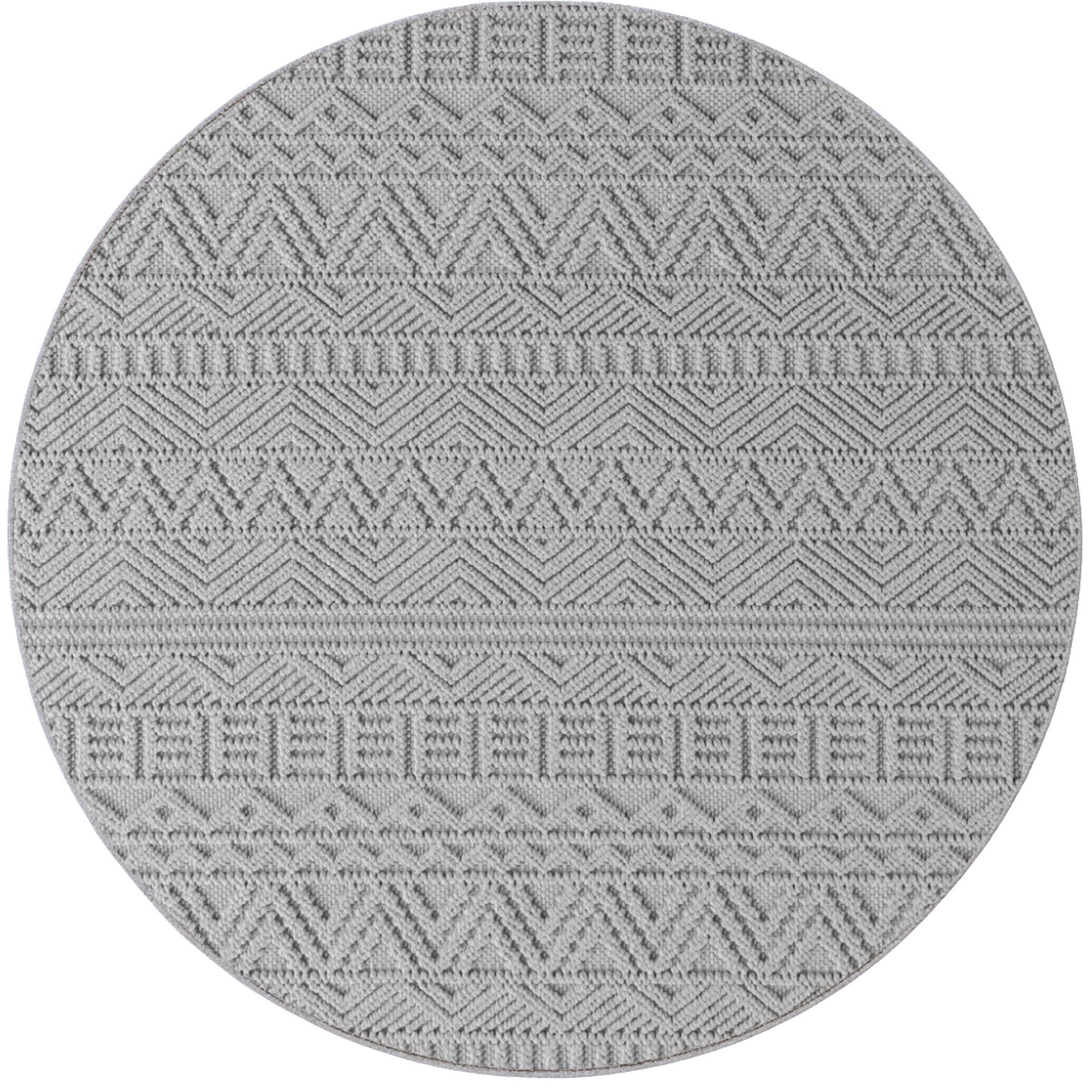 TEPPICH Flachgewebe LANGAU in Silber, mit Ethno-Streifen, Ø 160 cm - Silberfarben, Textil (160/160cm) - KADIMA DESIGN
