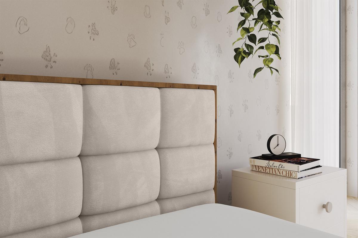 EINZELLBETT Jugendbett mit Bettkasten und Matratze H3/H4, Links - SOVY 80x200 Beige - Ecru, Holzwerkstoff/Textil (80/200cm) - ALTDECOR