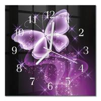 WANDUHR aus Glas 30x30 cm - Schmetterling - Lila, Glas (30/30/0.4cm) - TULUP