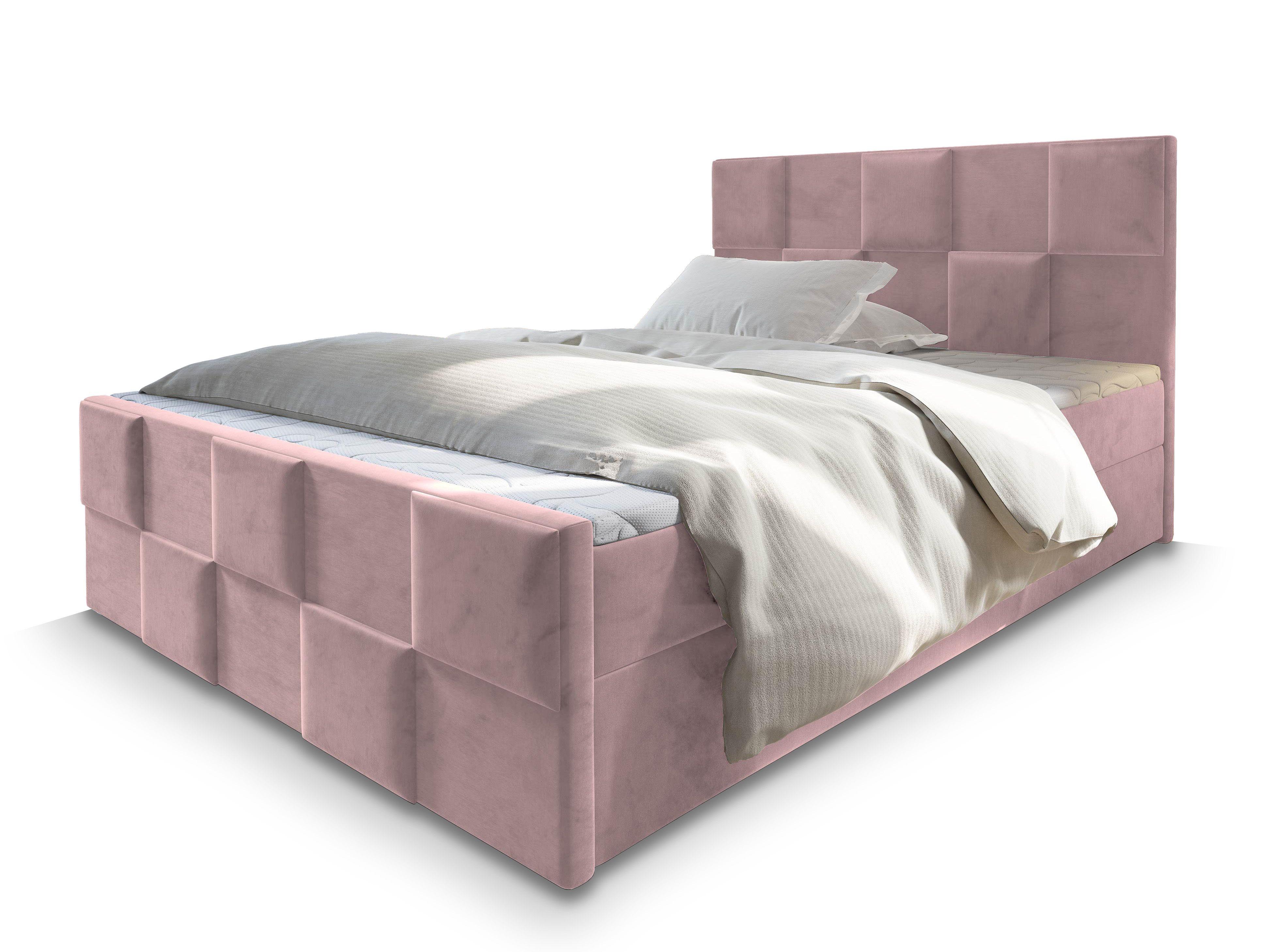 BOXBETT MONA 180x200 cm mit Matratze und Topper - Rosa - Rosa, Holz (180/200cm) - MASSENO