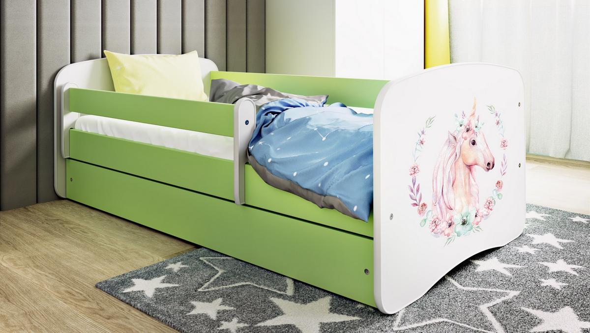 KINDERBETT Pferd mit Schublade und Matratze 160/80 - Grün, Holzwerkstoff (80/160cm) - RAUMHIRSCH FURNITURE