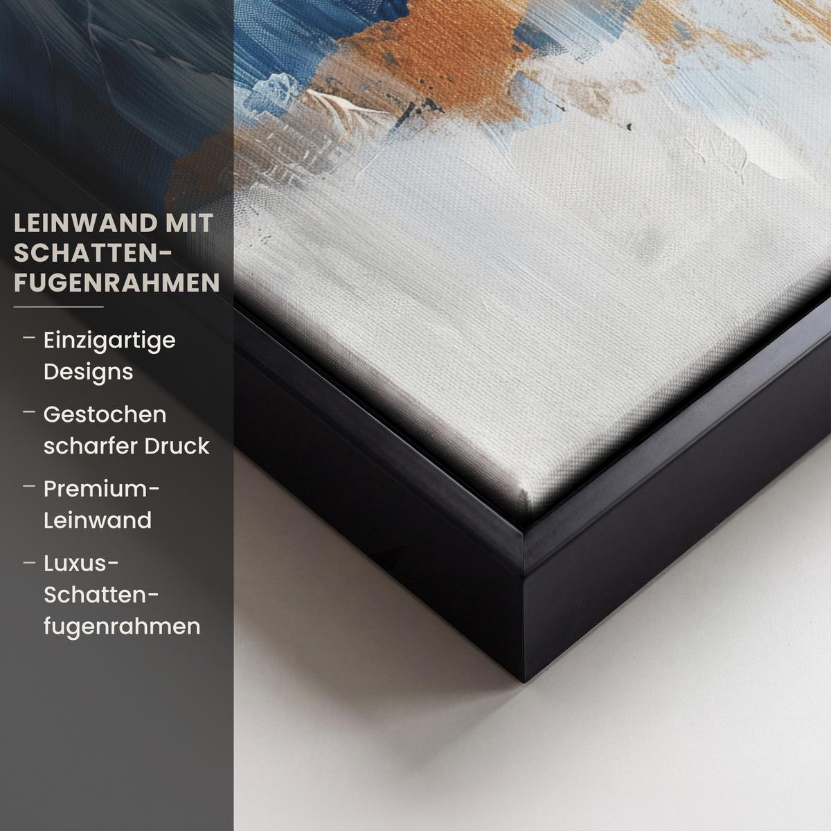 LEINWAND Bilder mit Rahmen - Gold - Blau - Aquarell - Kunst - Modern - 30x20 - Hellblau, Textil (30/20cm) - MuchoWow
