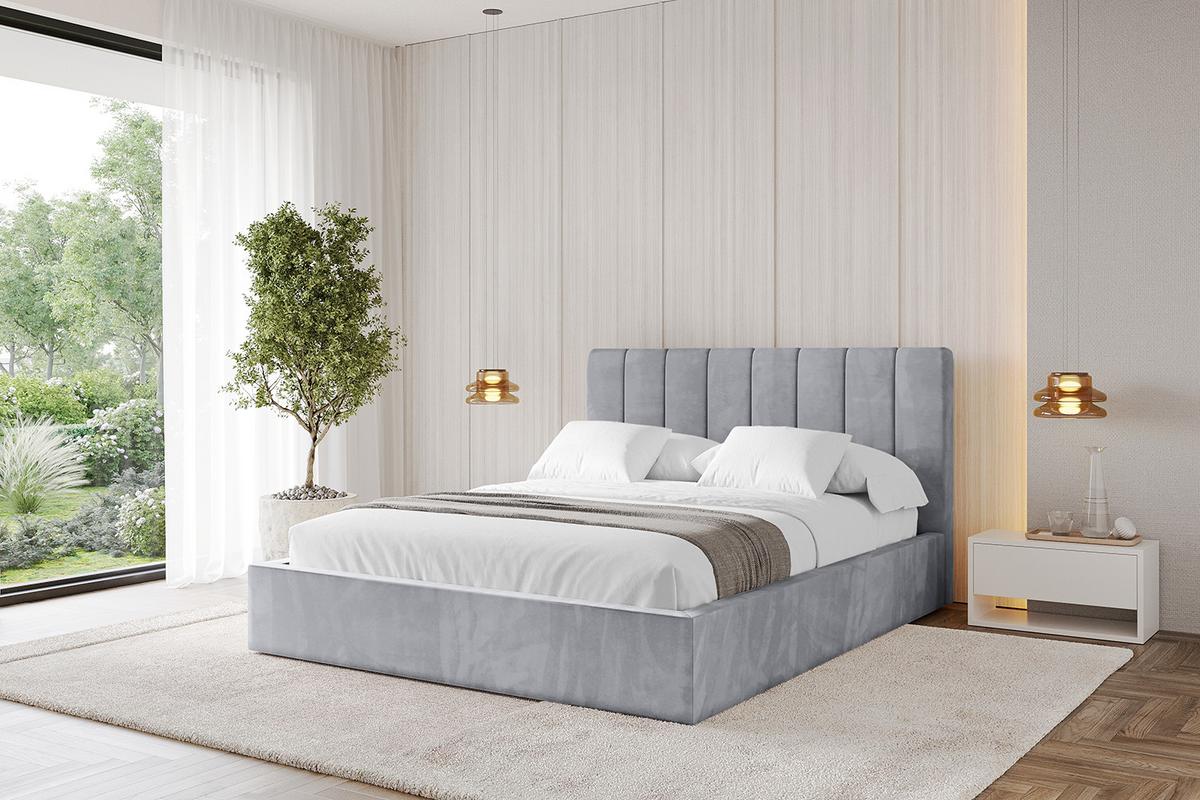 POLSTERBETT mit Bettkasten und Lattenrost, Bett mit Matratze H3/H4 - STERA 160x200 Hellgrau - Hellgrau, Holzwerkstoff/Textil (160/200cm) - ALTDECOR