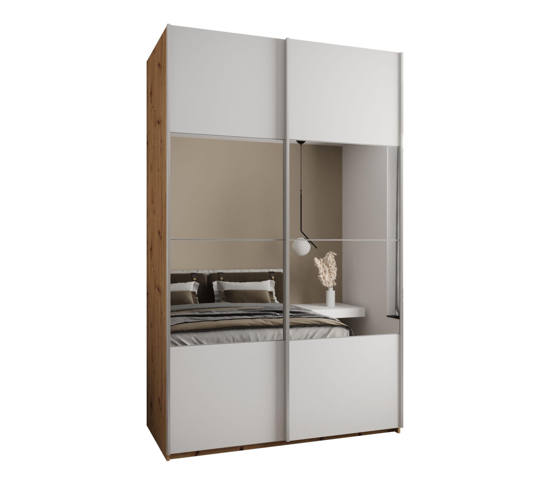 SCHWEBETÜRENSCHRANK 245,5/150/64 2-türig - Silberfarben/Weiß, Holz/Metall (150/245/64cm) - Abiks Möbel