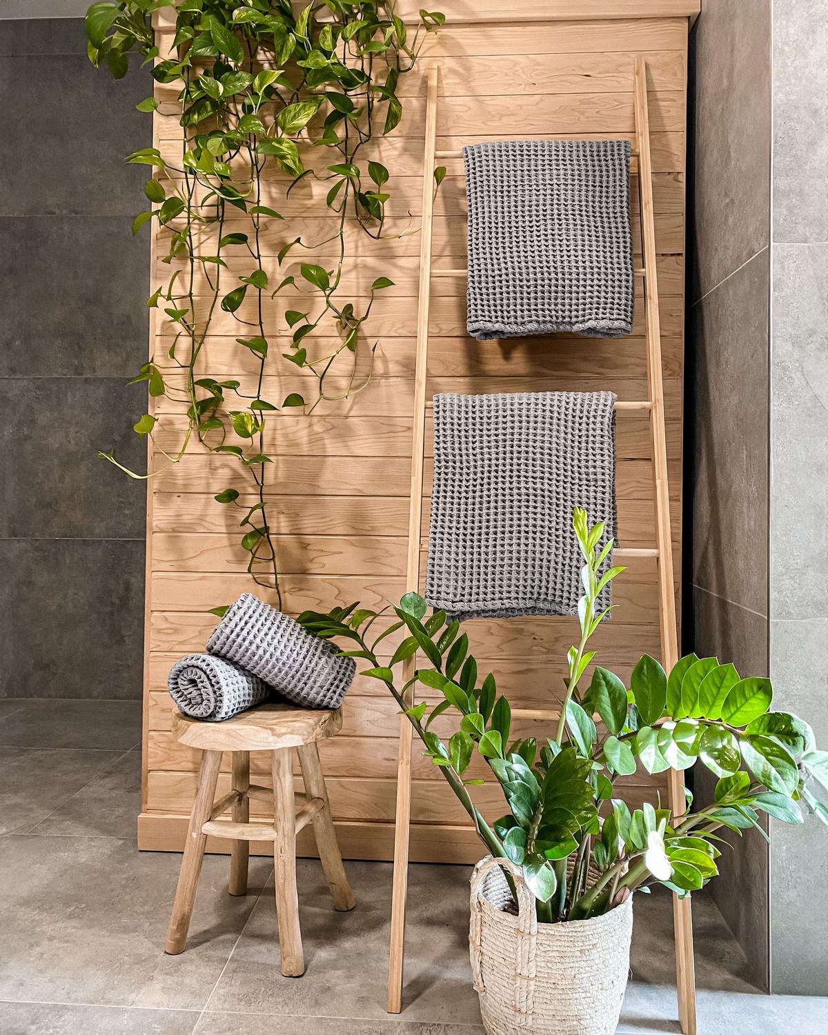 BADEHANDTUCH 4-teilig Grau Areora - Grau, Textil (100/150cm) - Beliani