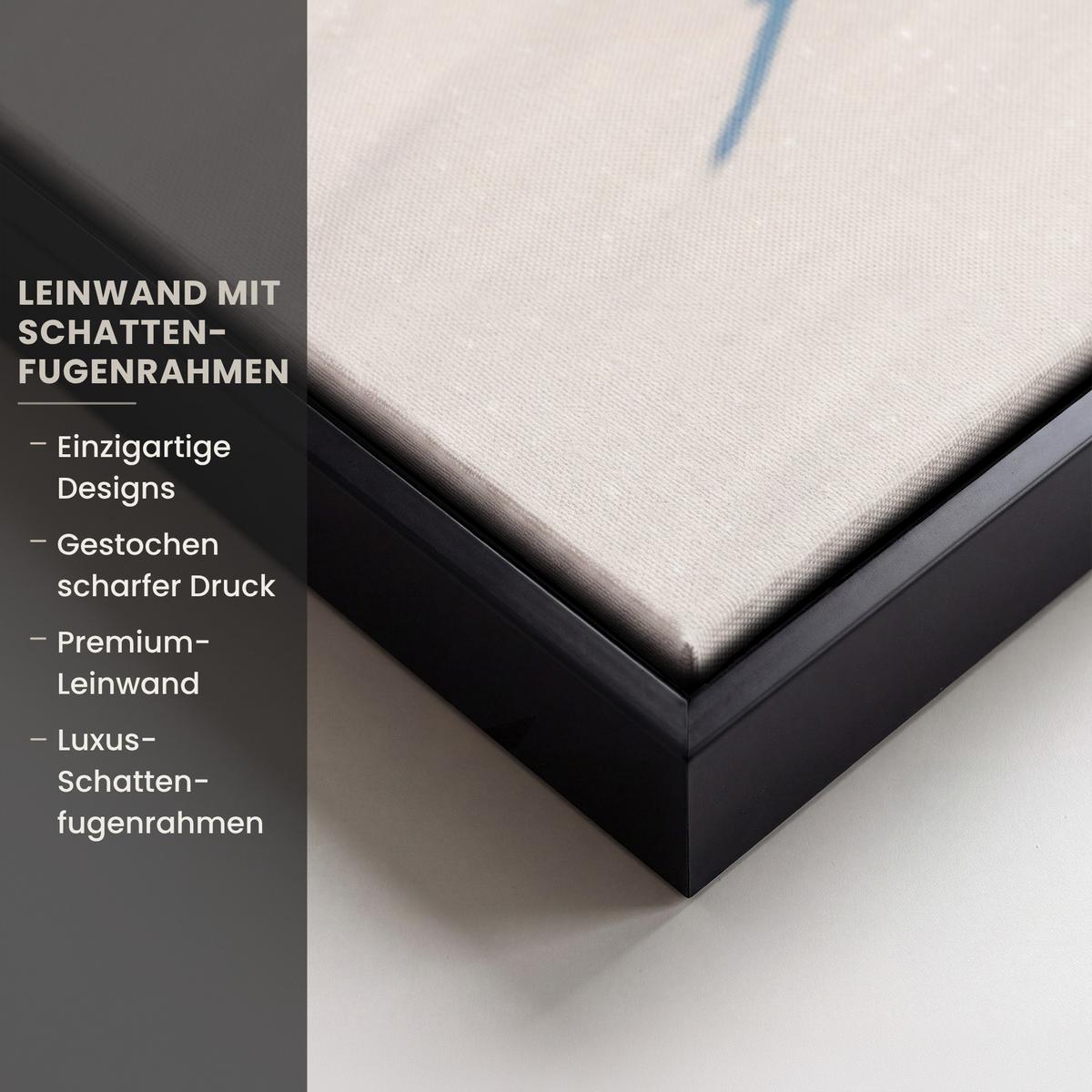 LEINWAND Bilder mit Rahmen - Winter - Hütte - Berge - Aussicht - Schnee - 100x150 - Eichefarben, Textil (100/150cm) - MuchoWow