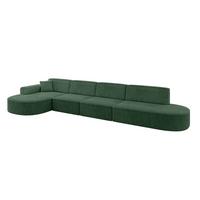 ECKSOFA Ottomane Links MARI-L3 - 413x171x79 cm Grün Cord - Schwarz/Grün, Holzwerkstoff/Kunststoff (165/406cm) - ALTDECOR