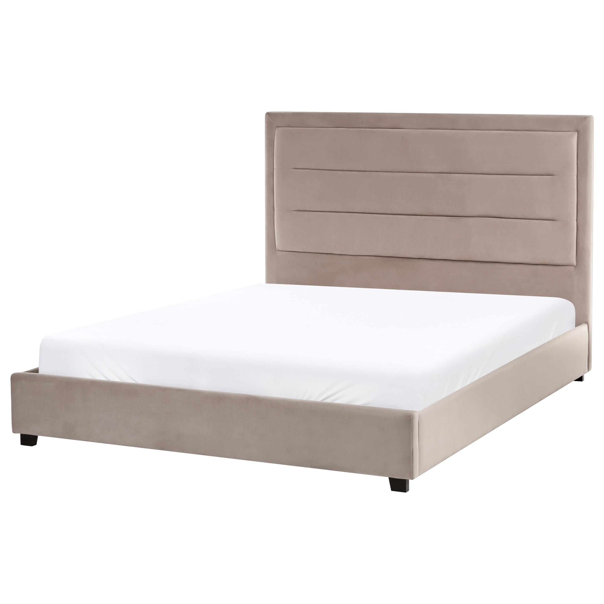 BETT mit Lattenrost 140/200 cm Taupe Rouen - Taupe/Schwarz, Textil (140/200cm) - Beliani