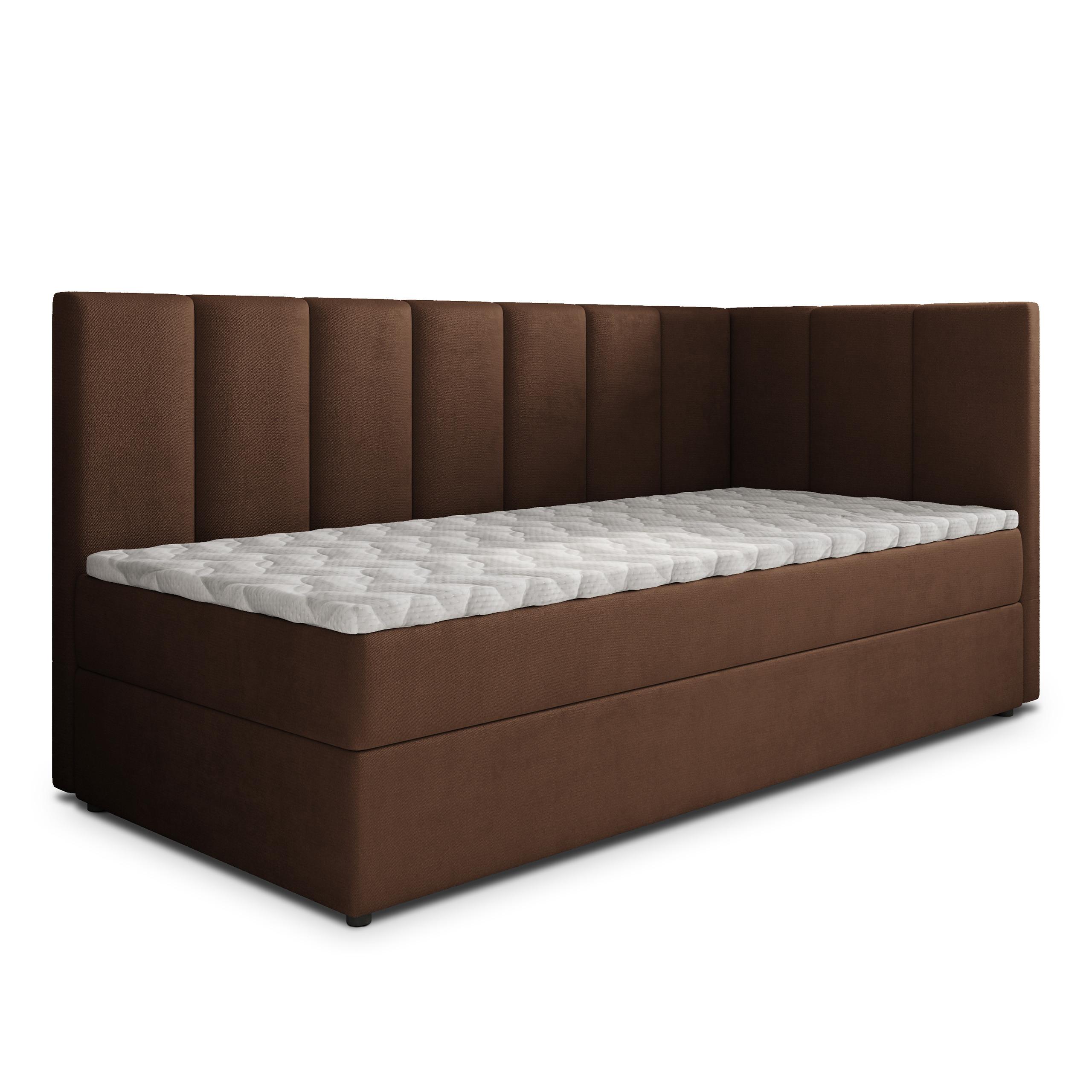 BOXBETT BEVE 90x200 cm mit Matratze und Topper, H2+H3 - Braun - Braun, Holz (90/200cm) - MASSENO
