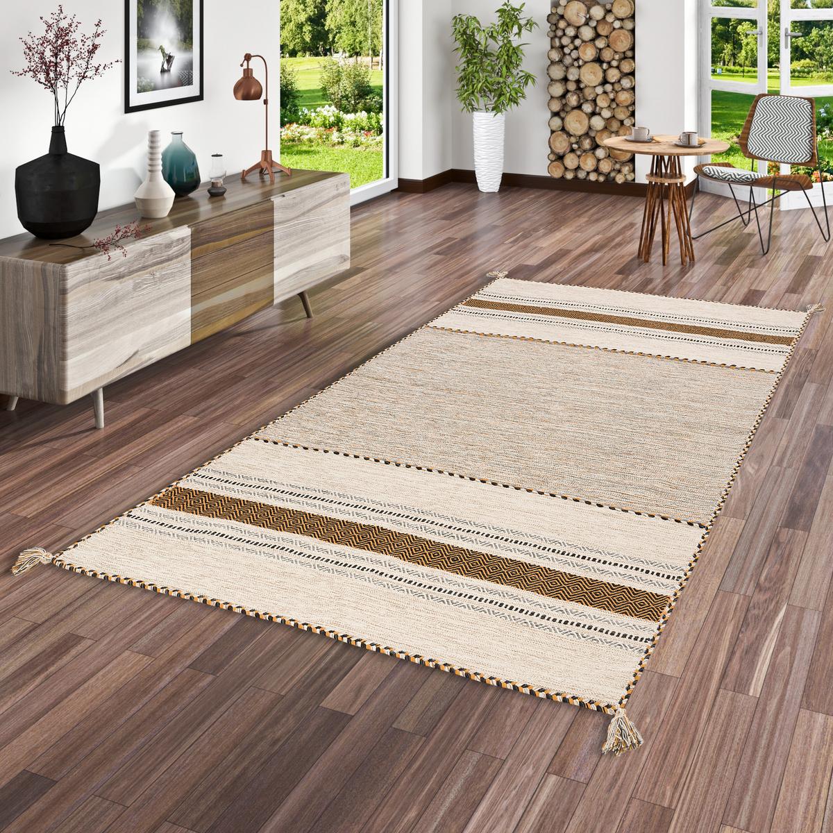 NATUR TEPPICH KELIM NAVARRO - Currygelb, Textil (70/140cm) - Pergamon