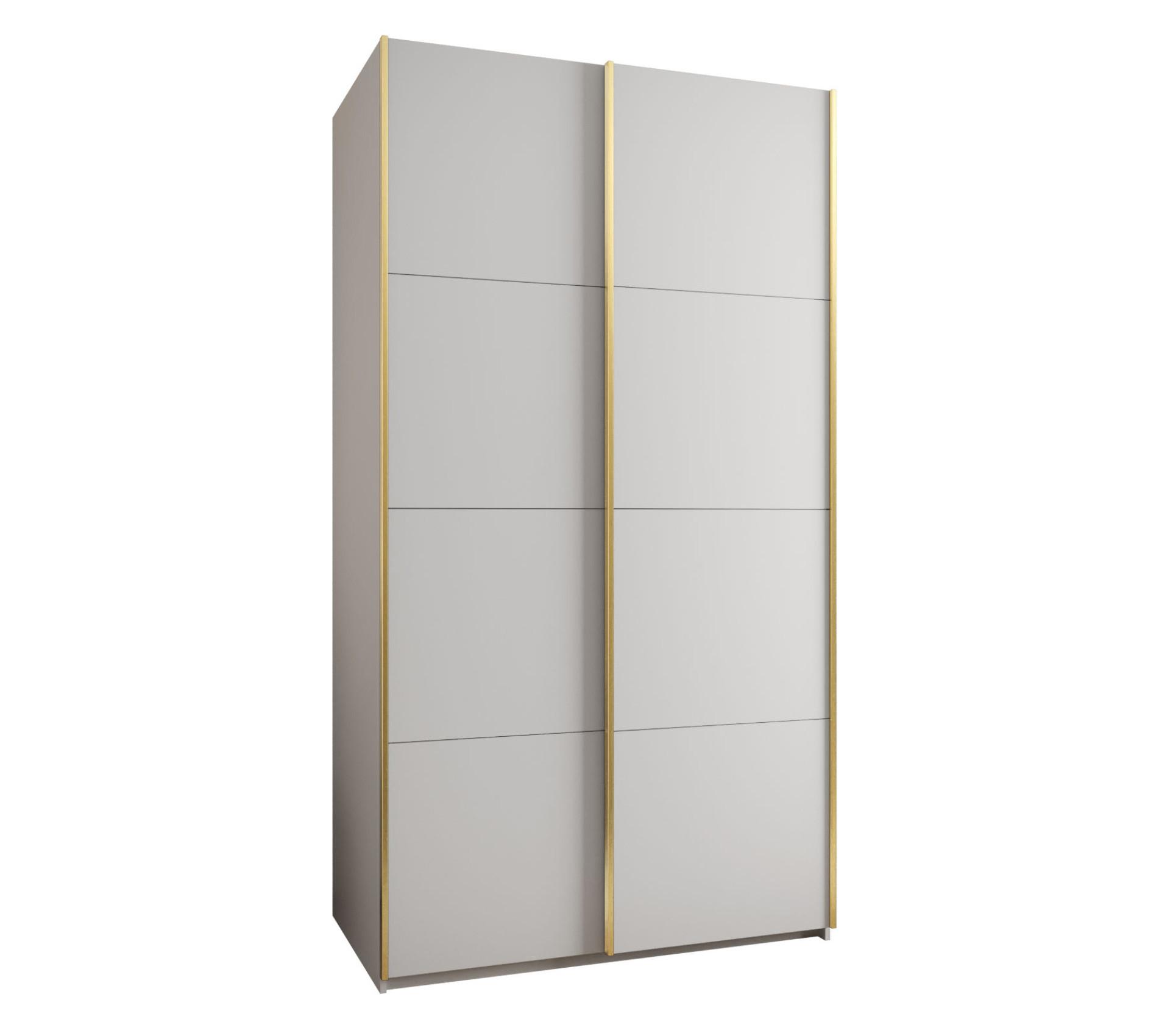 SCHWEBETÜRENSCHRANK 245,5/140/64 2-türig - Goldfarben/Weiß, Holz/Metall (140/245/64cm) - Abiks Möbel