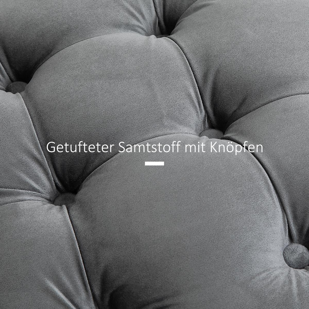 VINTAGE Hocker, Sitzhocker, Kohlegrau - Grau, Textil (55/42/55cm) - HOMCOM