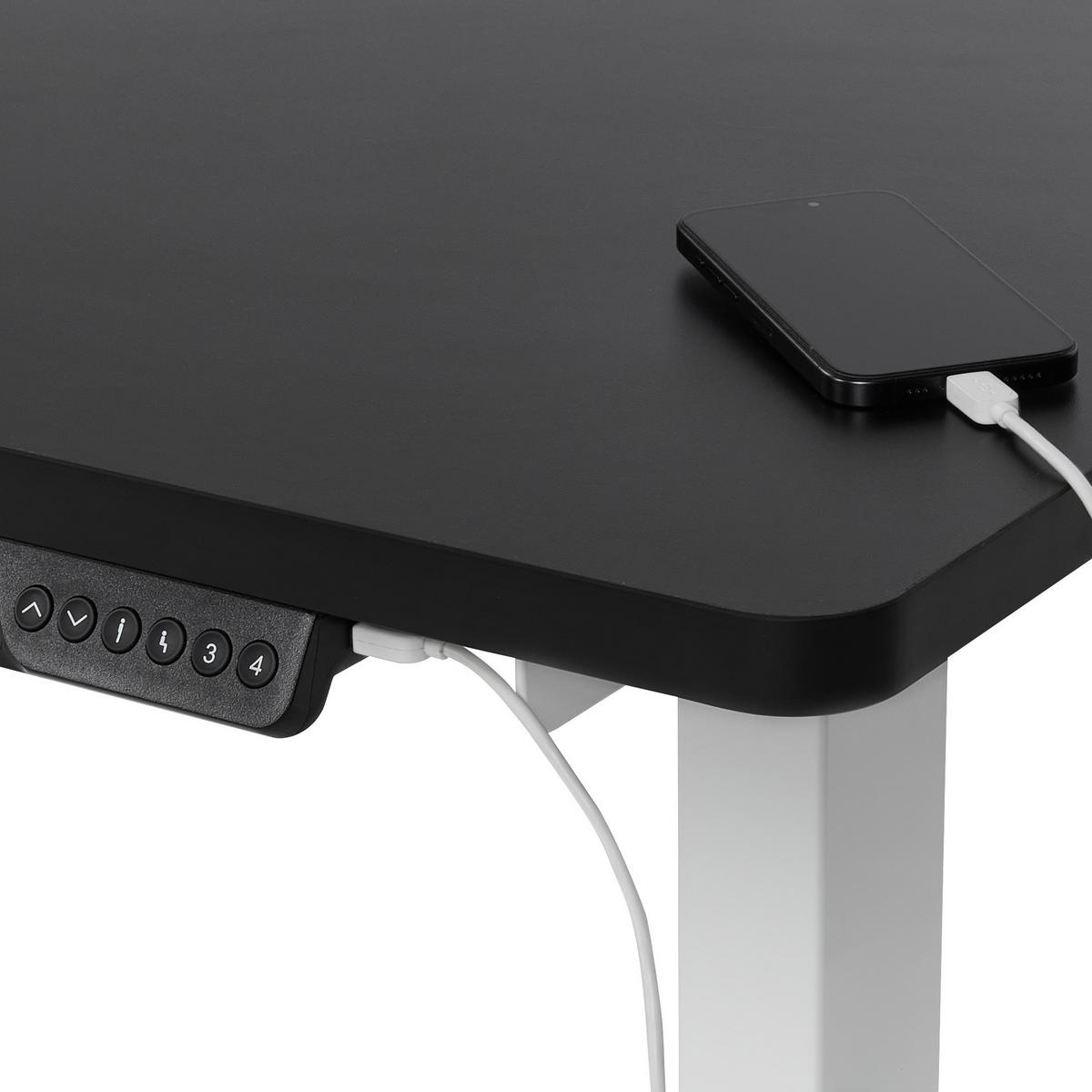 ECKSCHREIBTISCH elektrisch höhenverstellbar 160/109 cm Schwarz/Weiß linksseitig Destines - Schwarz/Weiß, Holzwerkstoff/Metall (109/160/60cm) - Beliani