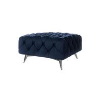HOCKER Chesterfield Laura Marineblau Samt - Silberfarben/Dunkelblau, Holz/Textil (80/45/80cm) - S-Style Möbel