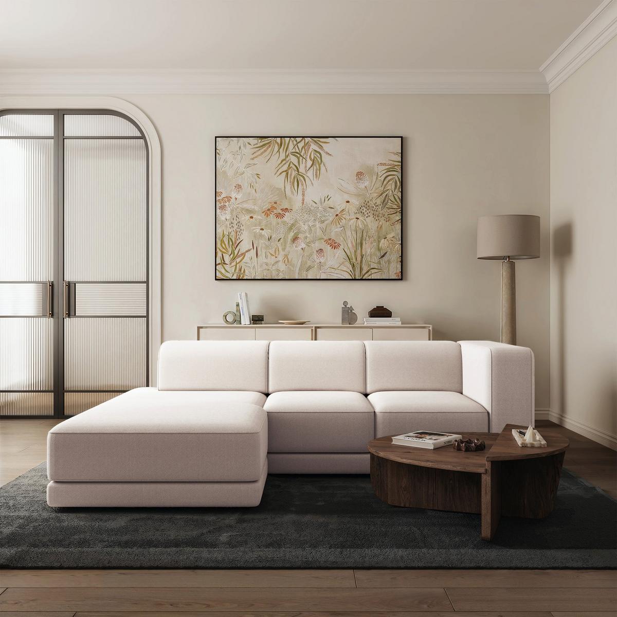 ECKSOFA Novals L-Form, 4-Sitzer, links 278 cm - Creme/Schwarz, Holz/Kunststoff (278/168cm) - Selsey