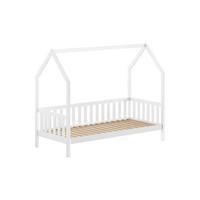 HAUSBETT Kandace 90x200 Kiefer massiv weiß mit Dachaufbau - Weiß, Holz (90/200cm) - 58aufmkessel