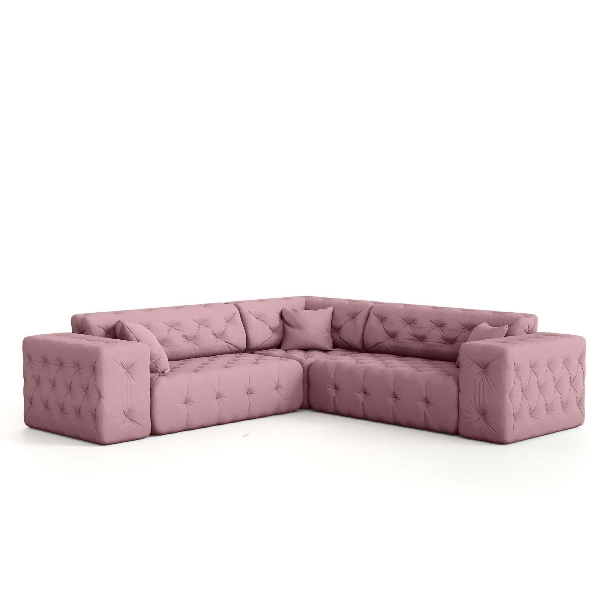 ECKSOFA Chantal - Pink, Holzwerkstoff/Textil (246/246cm) - Fun Möbel