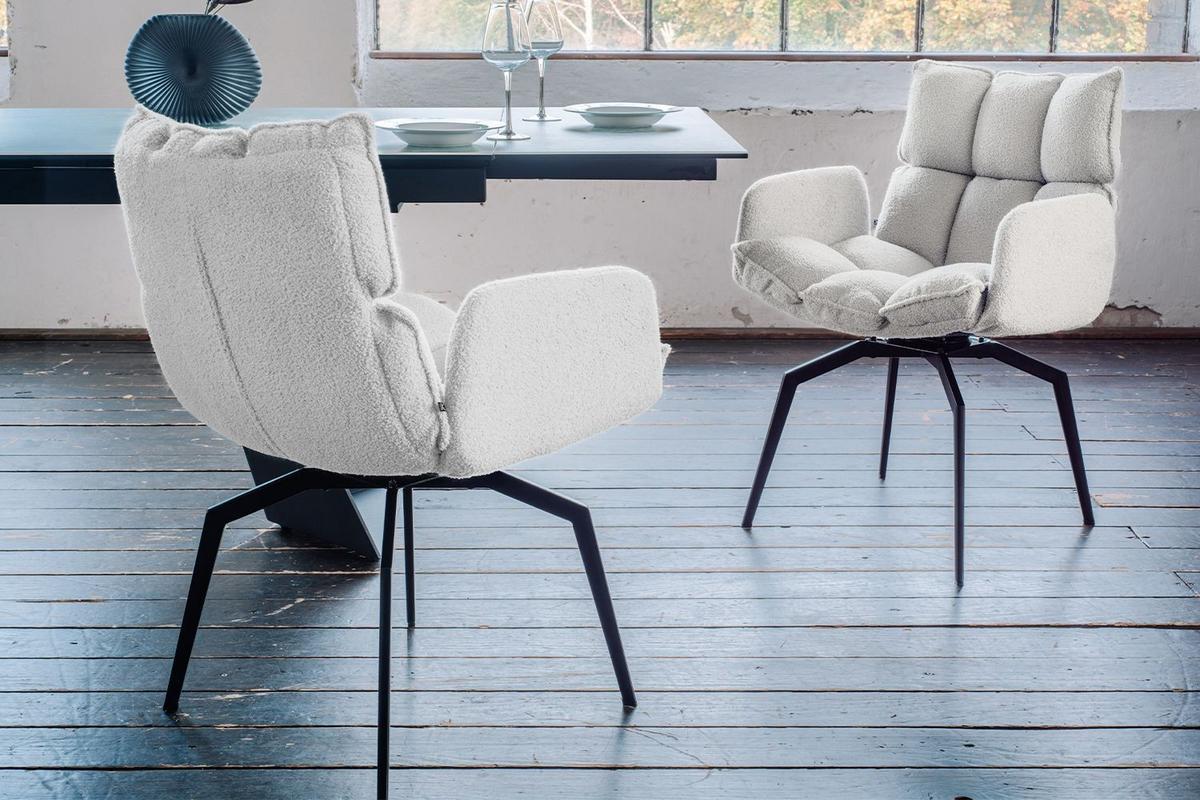 ESSZIMMERSTUHL BARO Weiß Webstoff Drehbar (360°) (1er-Set) - Weiß, Kunststoff/Textil (59/86/65cm) - KAWOLA