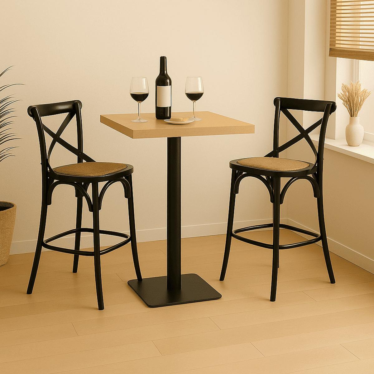 BARHOCKER aus massivholz und wiener geflecht - bistrot 110/50/51 cm - Schwarz, Holz (50/100/53cm) - Signature