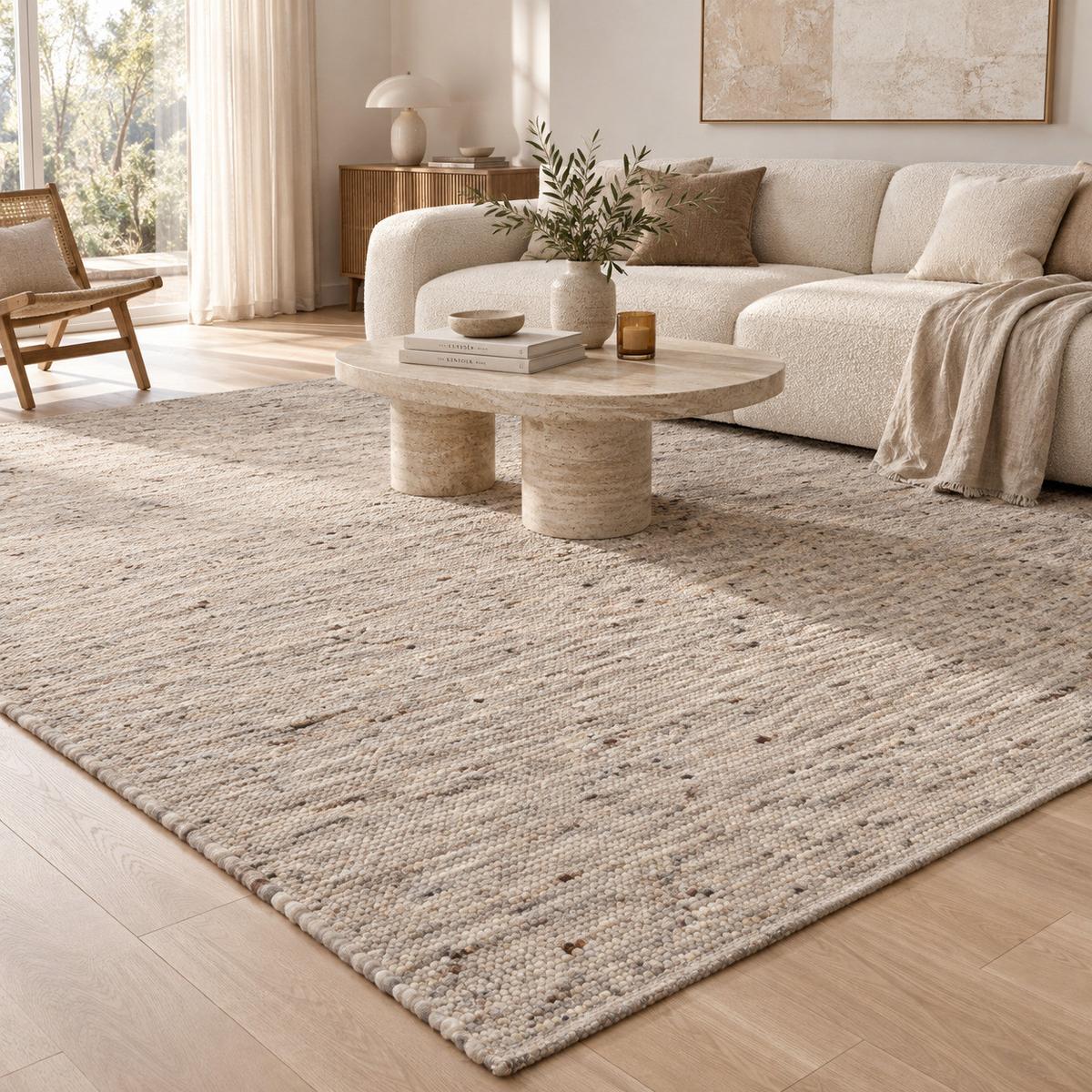 NATUR TEPPICH WOLLE ALASKA MELIERT - Braun, Textil (160/230cm) - Pergamon