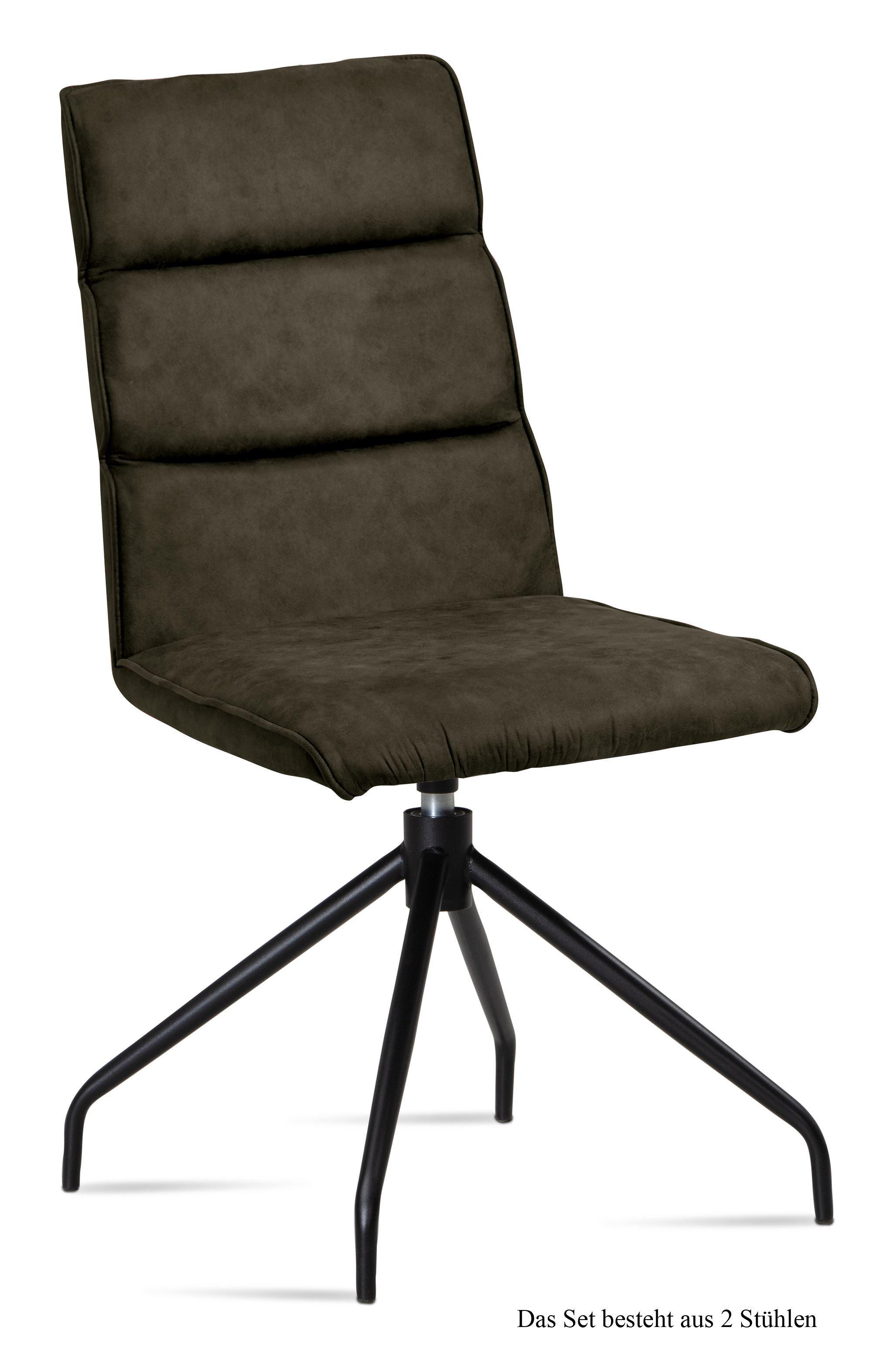 ESSZIMMERSTUHL drehbar (2er-Set) Domini 47x92x60 Schwarz/Khaki - Dunkelgrün/Schwarz, Kunststoff (60/92/47cm) - 58aufmkessel