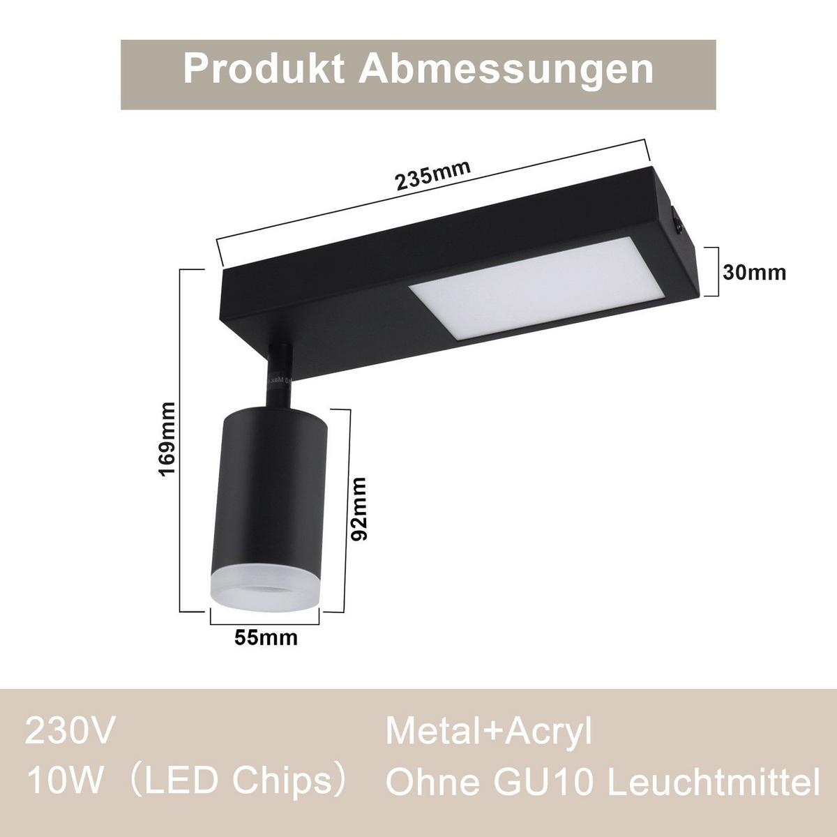 DECKENSTRAHLER Birkenfeld 1-flammig 23.5/8/16.9 cm - Schwarz, Metall (23.5/8/16.9cm) - Nettlife