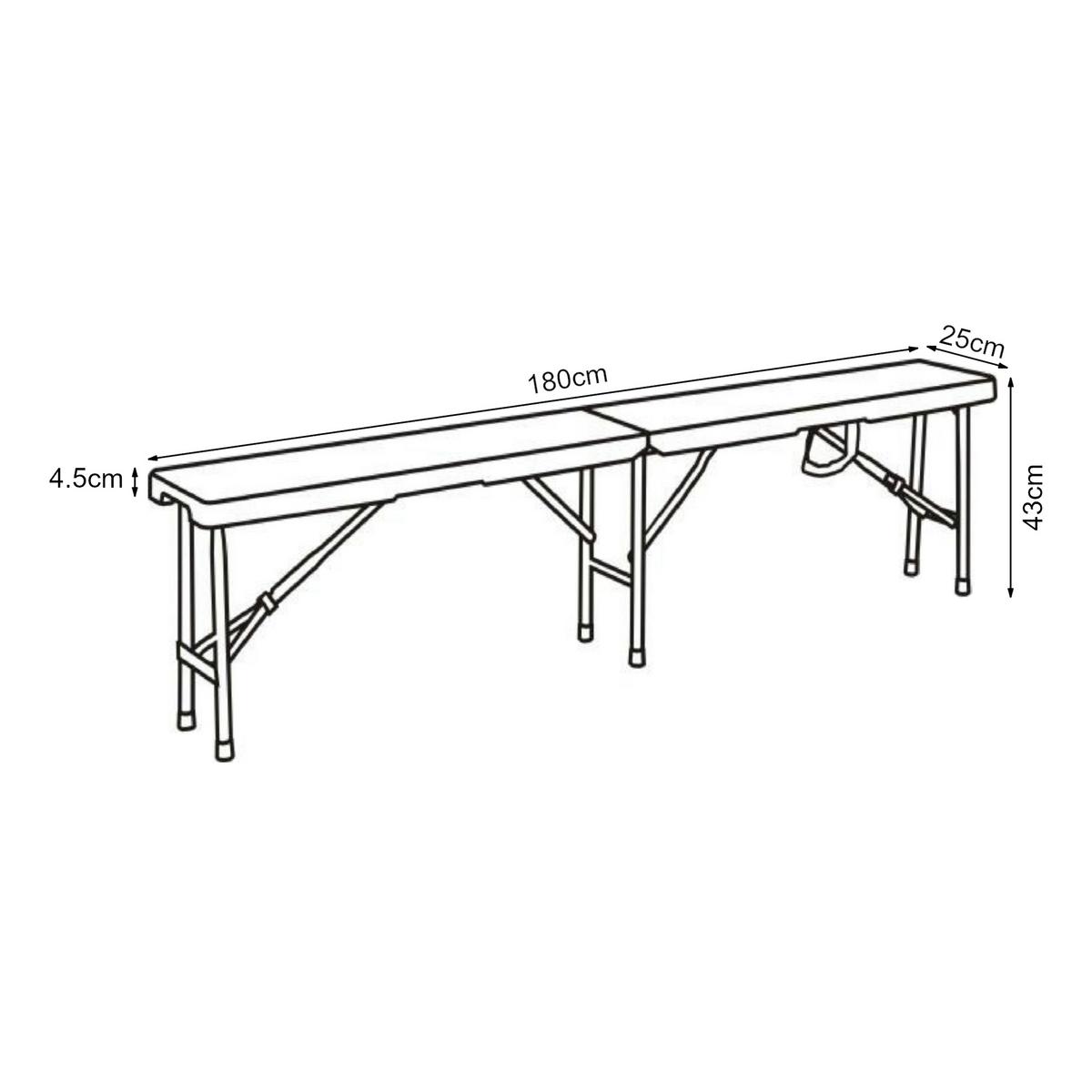 KLAPPBANK Ljusnarsberg - Weiß, Kunststoff/Metall (180/43/25cm) - [en.casa]