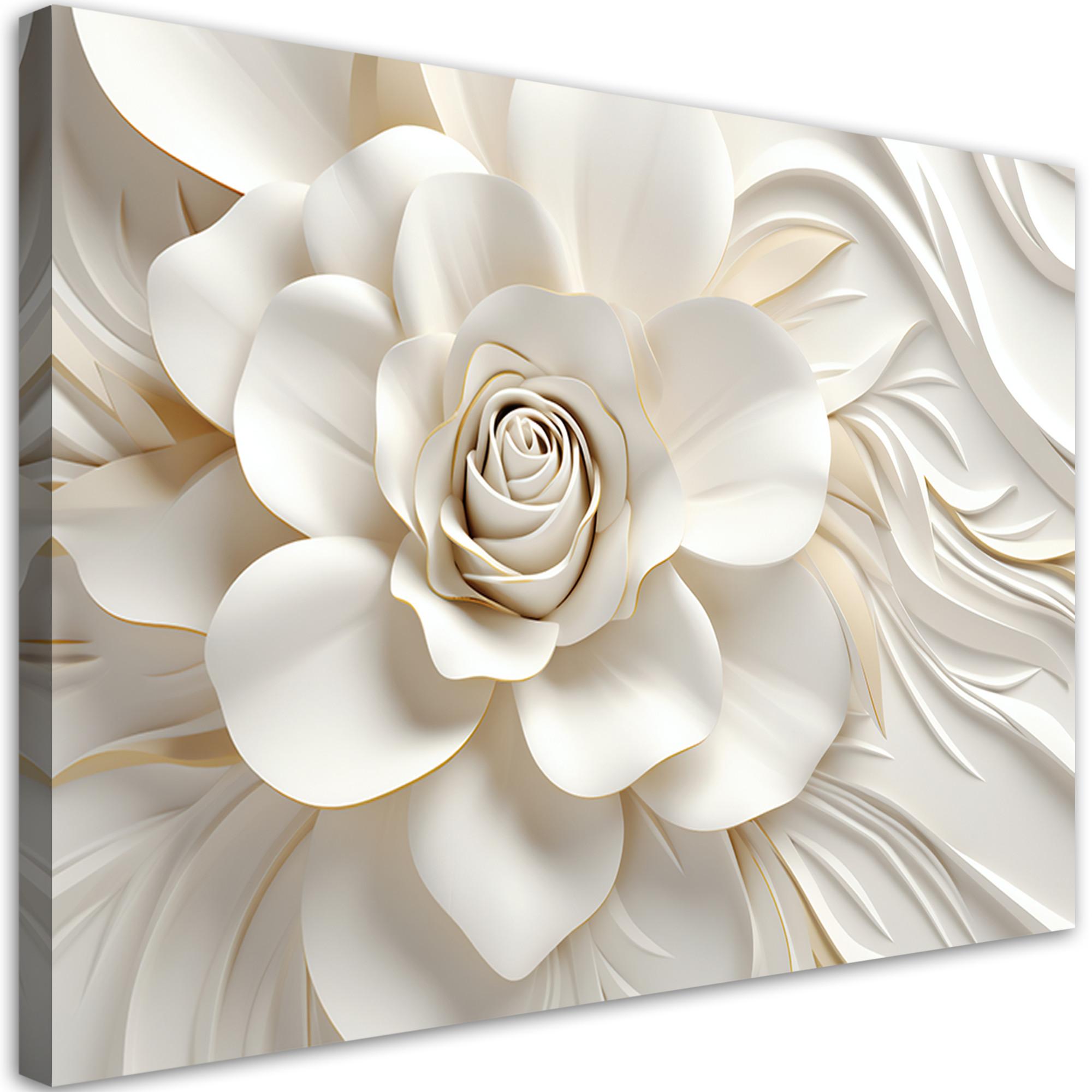 BILD Weiße Blume 3D 120x80cm - Weiß, Textil (120/80cm) - Feeby