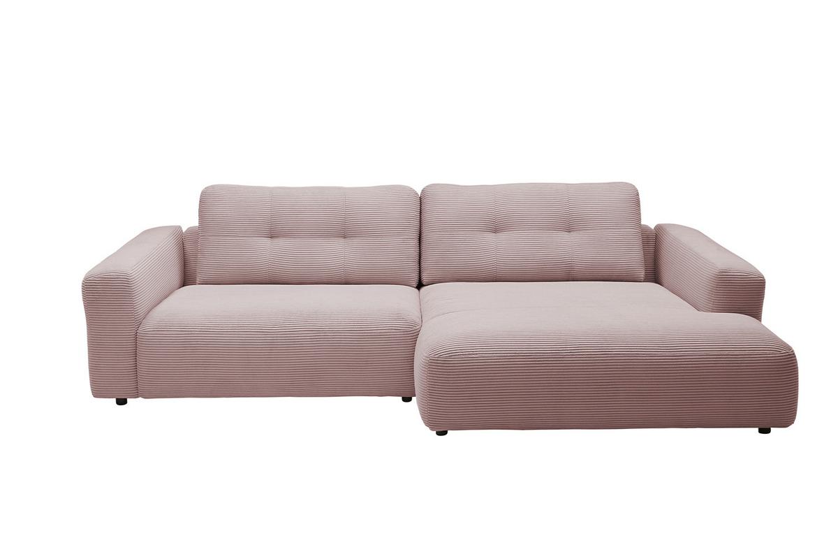 ECKSOFA XL MIKA Pink Cord - Schwarz/Rosa, Kunststoff/Textil (296/167cm) - KAWOLA