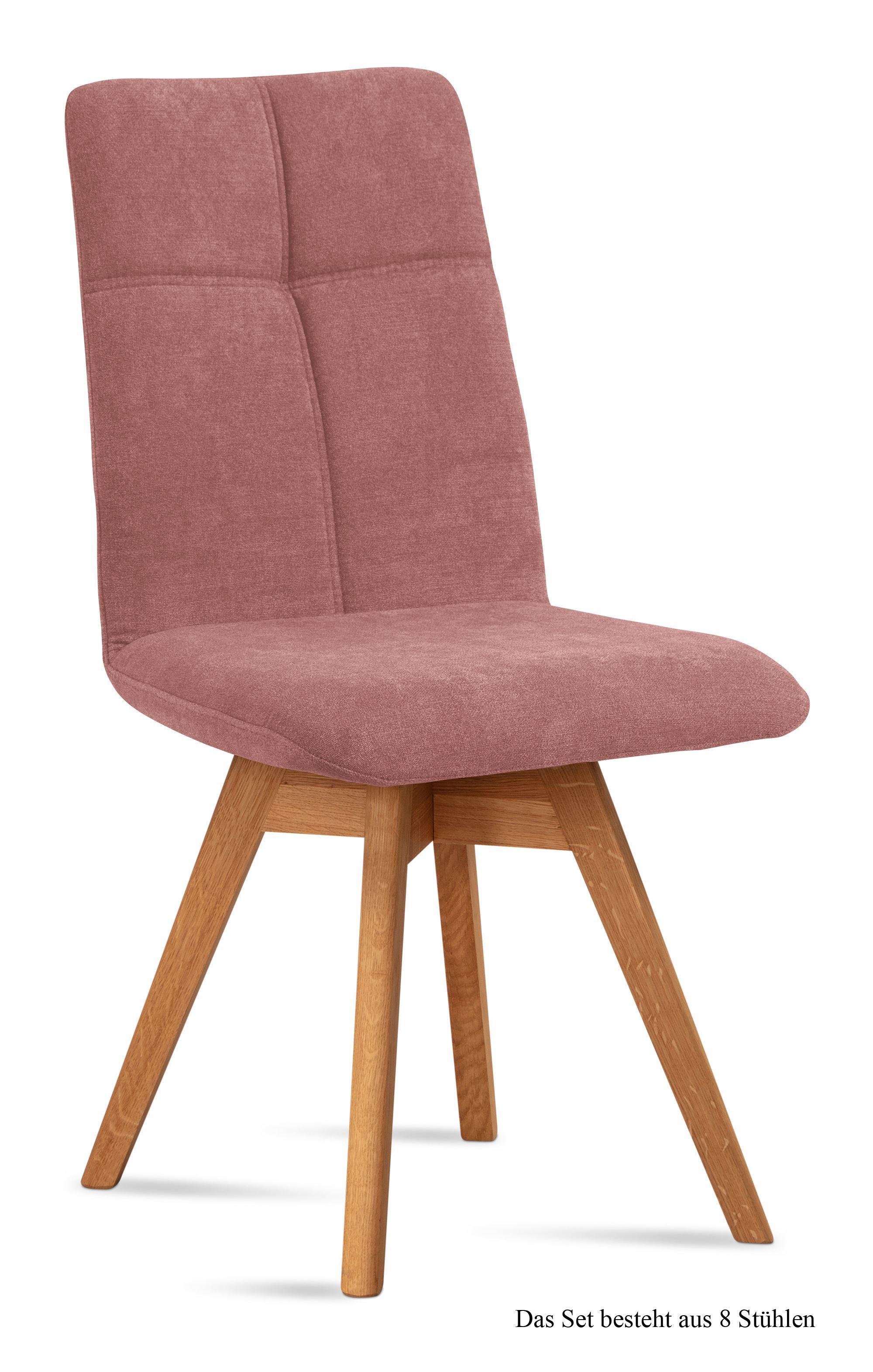 ESSZIMMERSTUHL drehbar (8er-Set) Dorea 47x92x60 Eiche geölt/Rosewood - Eichefarben/Dunkelrosa, Kunststoff (60/92/47cm) - 58aufmkessel