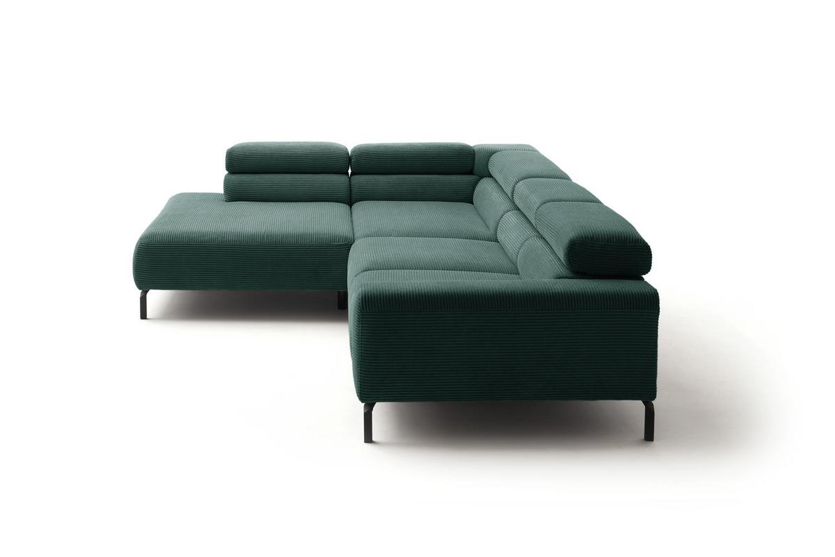 ECKSOFA DELIA Smaragdgrün Cord - Smaragdgrün/Schwarz, Textil/Metall (276/219cm) - KAWOLA