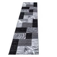 TEPPICH Kurzflor DRAU in Schwarz, abstrakt kariert, 80 x 300 cm - Schwarz, Textil (300/80cm) - KADIMA DESIGN