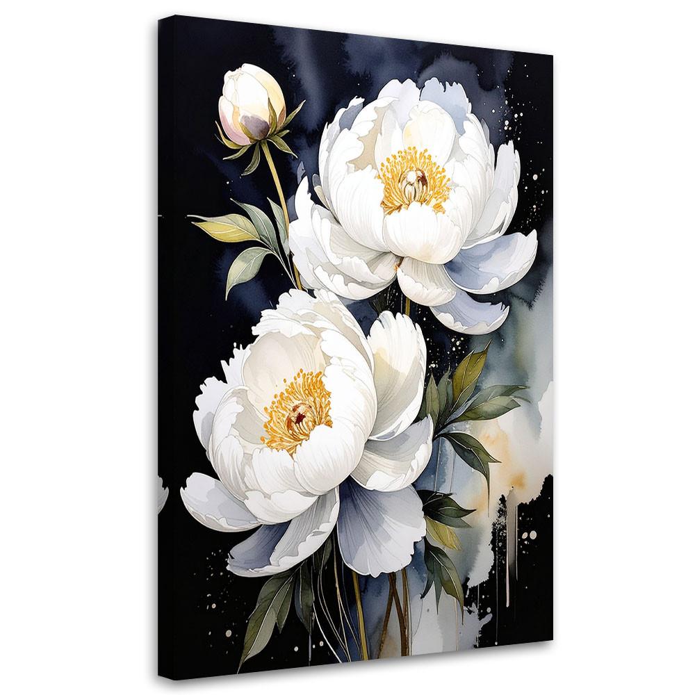 LEINWANDBILDER, Weiße Pfingstrosen Blumen Pflanzen Natur - Weiß, Textil (80/120cm) - Feeby