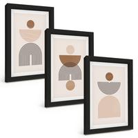 BILDER SET 3er Set - 20x30 cm Schwarzer Rahmen - Abstrakte braune Formen - Schwarz, Kunststoff (20/30cm) - TULUP